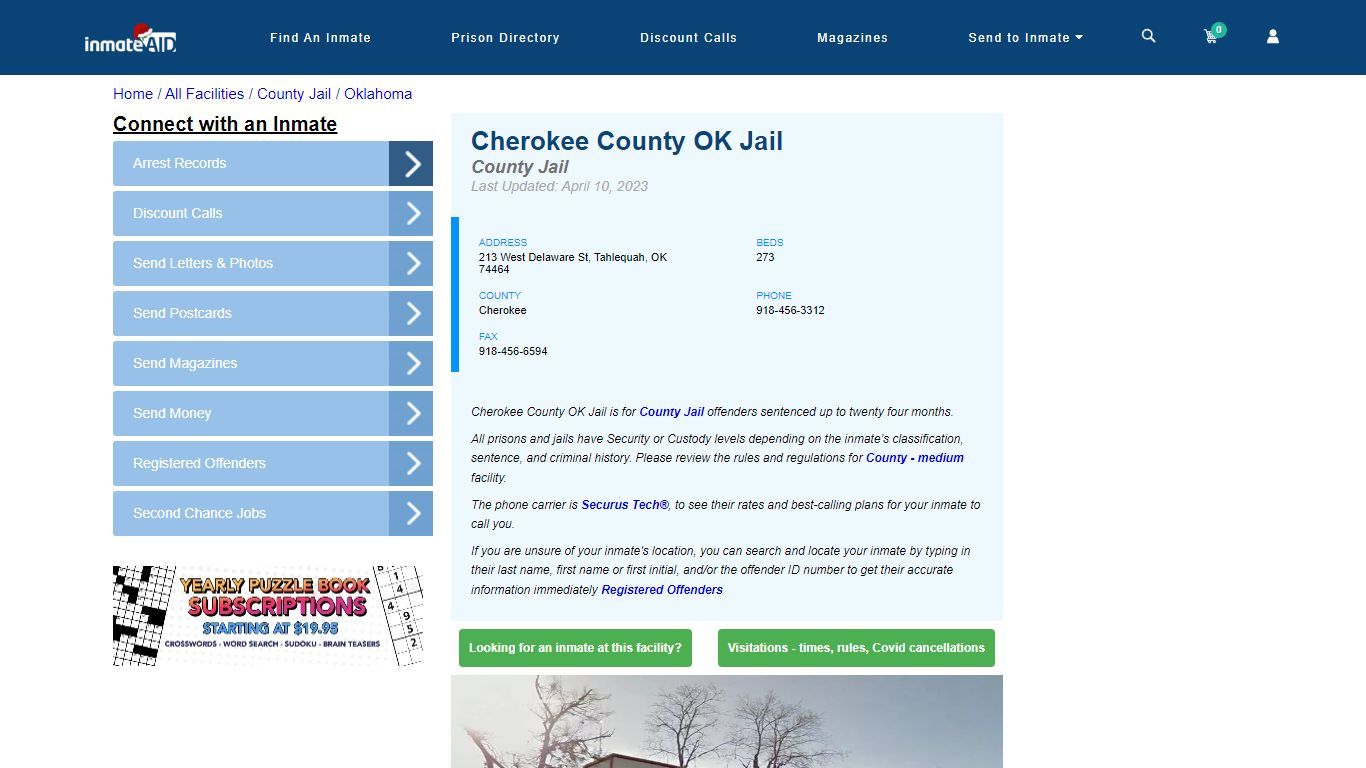 Cherokee County OK Jail - Inmate Locator - Tahlequah, OK