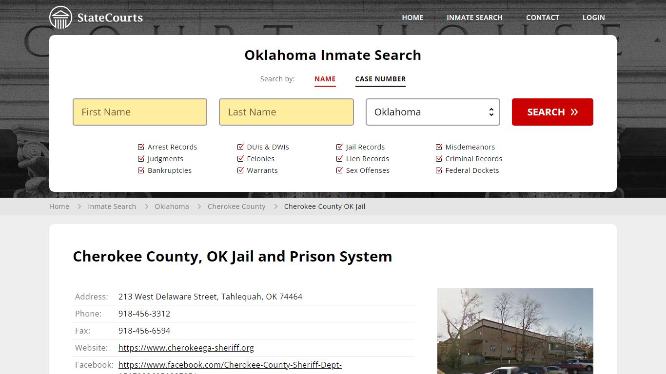 Cherokee County OK Jail Inmate Records Search, Oklahoma - StateCourts